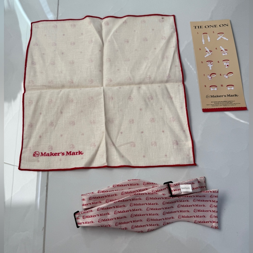 Maker's Mark bowtie and pocket square brand new Derby